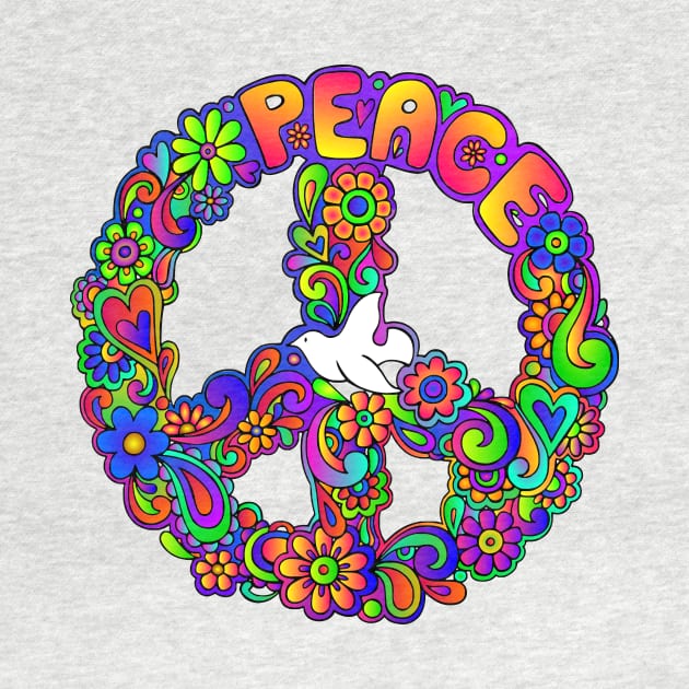 Tie Dye Flower Power Peace Sign by AlondraHanley